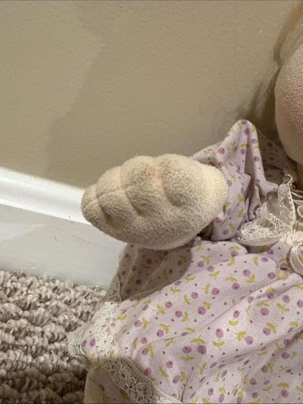 Vintage my Child Doll Purple Floral Dress - Soft Cuddly Toy